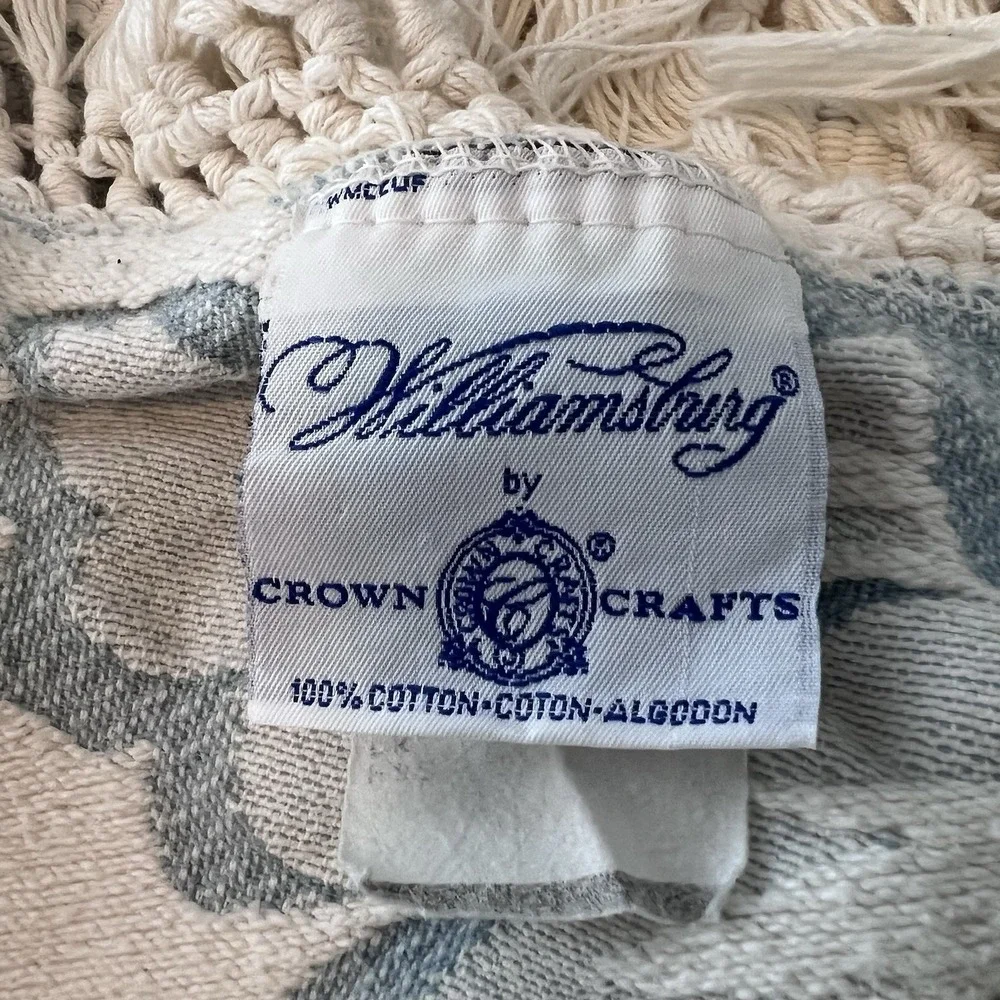 Vtg. Crown Crafts WOVEN BLUE WILLIAMSBURG Cotton FULL BEDSPREAD - 90